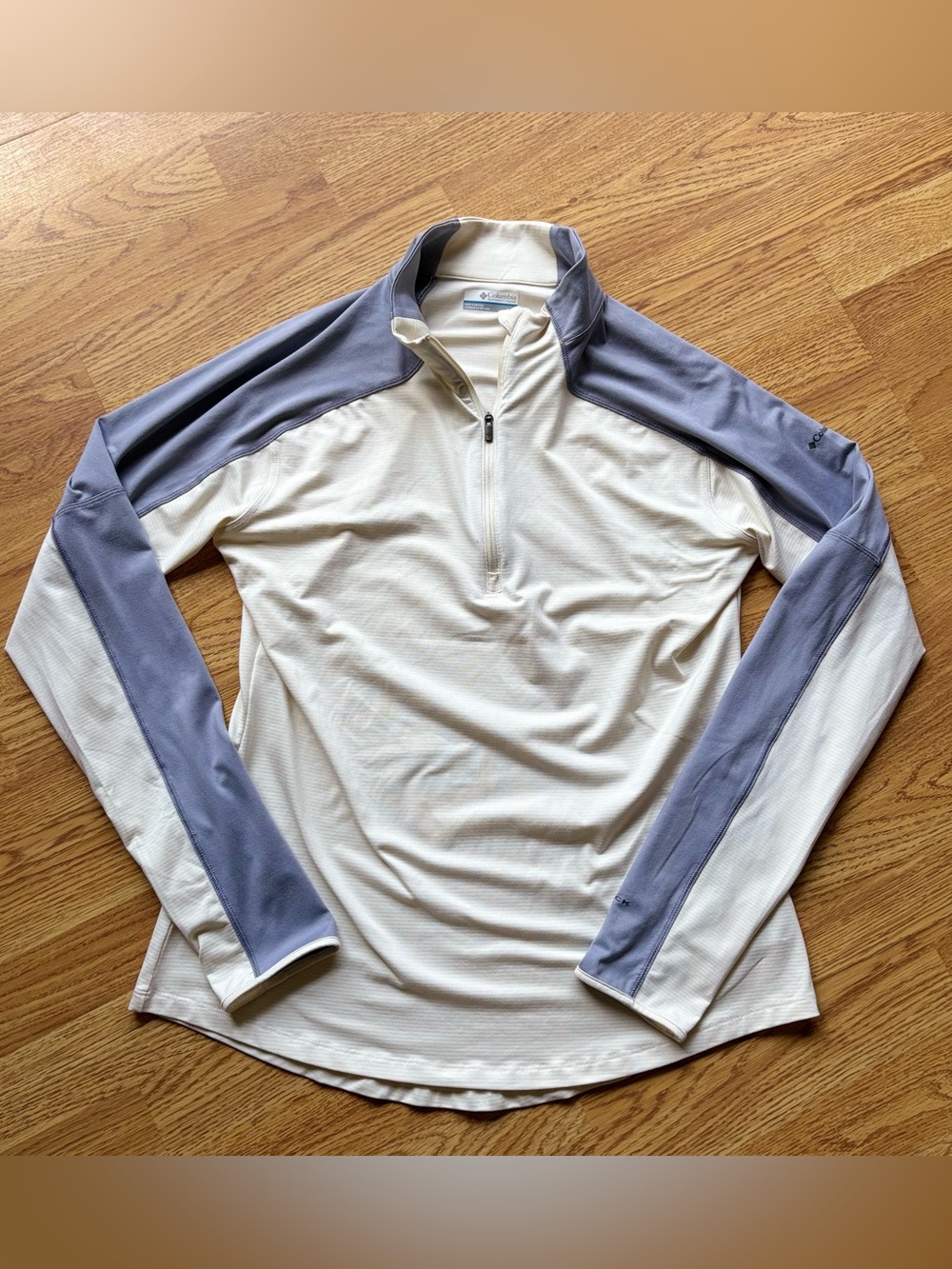 Columbia Quarter Zip lightweight Activewear Gray Cream Performance Pullover Sz L